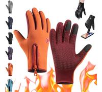 Velura Gloves, Velura Winter Gloves, Thermal Touch Screen Windproof Glove, Waterproof & Windproof Thermal Non-Slip (Orange,S)