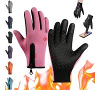 Velura Gloves, Velura Winter Gloves, Thermal Touch Screen Windproof Glove, Waterproof & Windproof Thermal Non-Slip (Pink,S)