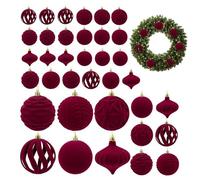 Velvet Ball Ornaments - 36 Piece Shatterproof Decor Set, Soft Plush Hangable Bauble Globe Tree Trim, Elegant Winter Holiday Wedding Party Accent Sphere, Unbreakable Luxury Fabric Hanging Pendant