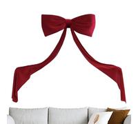 Velvet Bow, Extra Large Christmas Tree Ornament, Decorative Long Streamers, Wired Edges Shapeable, Living Room Entryway Party Mantel Wall Display, Seasonal Celebration Accessory, Deep Red