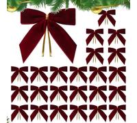 Velvet Bows - Velvet Christmas Bows | Christmas Wreath Garland Velvêt Bow Set of 24 | Holiday Wreath Bow Ornament for Garland Tree Indoor Outdoor Holiday Wrapping Decor | Small Velvêt Christmâs Bôws