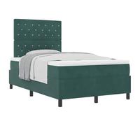 Velvet Box Spring Bed with Pocket Spring Mattress Dark Green 120x200 cm Engineered Wood and Solid Pine Frame Adjustable Headboard Two Height Options Easy Assembly Durable Support 280 kg Capacity