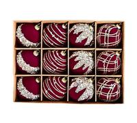 Velvet Christmas Balls, Christmas Tree Ornaments, Velvet Bauble Set, Christmas Ball Baubles, Shatterproof Christmas Ball, 12x Farmhouse-inspired Design for X Mas Tree Hanging Decoration