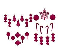 Velvet Christmas Ornaments, 24 Pieces Hanging Holiday Decor, Elegant Velvet Baubles for Tree and Wreath, Seasonal Decoration for Indoor Outdoor Party Mantle Porch 5.51x6.3x6.3 Inches