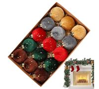Velvet Christmas Ornaments - Rustic Flocked Holiday Decor Set, Premium Decorative Hanging Design for Bedroom Home Hallway Displays, Christmas Tree Ornament Set, 15-Piece Multi-Color
