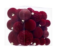 Velvet Christmas Ornaments - Shatterproof Flocked Balls For Winter Holidays | Velvet With Soft Touch Finish, 36-Piece Elegant Ornaments With Tree, Wreath, Garland, Mantle, Fireplace