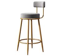 Velvet Counter Stools Upholstery Bar stools Round Height for Kitchen Island, Modern Chairs Dining with Back Footrest,6 Colours Selection (Grey Height 75cm)