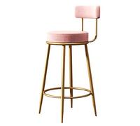 Velvet Counter Stools Upholstery Bar stools Round Height for Kitchen Island, Modern Chairs Dining with Back Footrest,6 Colours Selection (Pink Height 65cm)
