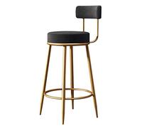 Velvet Counter Stools Upholstery Bar stools Round Height for Kitchen Island, Modern Chairs Dining with Back Footrest,6 Colours Selection (Black Height 75cm)