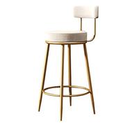 Velvet Counter Stools Upholstery Bar stools Round Height for Kitchen Island, Modern Chairs Dining with Back Footrest,6 Colours Selection (White Height 65cm)