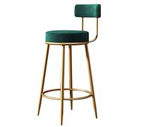 Velvet Counter Stools Upholstery Bar stools Round Height for Kitchen Island, Modern Chairs Dining with Back Footrest,6 Colours Selection (Green Height 75cm)