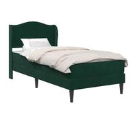 Velvet Dark Green Bed Frame 100 x 200 cm, Upholstered Platform Bed with Fixed Slatted Base, Sturdy Plywood Construction, Comfy Headboard, Easy Assembly, Stylish Footboard for by [Brand Name]