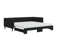 Velvet Divano Letto Estraibile con 2 Materassi in Schiuma Nero 100x200 cm Convertible Sofa Bed for Living Room Guest Bedroom with Pull Out Bed, Modern Design, Solid Wood and Frame, 223x110x68 cm