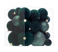 Velvet Flocked Ornaments, Shatterproof Christmas Balls, Holiday Ornament Set with Soft Flocking Finish, Christmas Ball Set with Construction, Festive Decor Collection with Seasonal Style