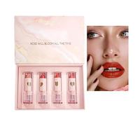 Velvet Matte Lipstick Set, 4-Color Velvet Lip Stain Set, High Pigmented Lip Gloss Kit, Long Lasting Makeup Lipstick Set, Lip Stain Set for Women, Velvet Finish Lip Colors, Makeup Set for Women