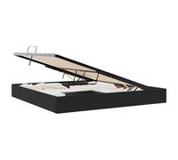 Velvet Ottoman Bed Frame with Hydraulic Storage, King Size 200 x 200 cm Black, Modern Upholstered Platform Bed with Square Handles, Durable Metal Frame for Bedroom Furniture, Easy Assembly