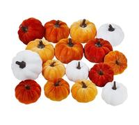 Velvet Pumpkins,16 Pieces Velvet Halloween Pumpkin Decorations - Kitchen Ornament for Outside Patio Backyard Day Farm Window Front Garden Inside Entryway