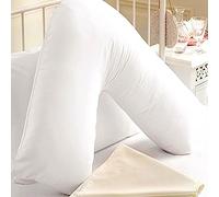Velvet Stitch Cuscino a forma di V, supporto extra ammortizzante per testa, collo e schiena, 100% fibra cava vergine per gravidanza, allattamento, maternità, cuscino a forma di V