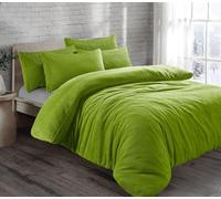 Velvet Stitch Set di biancheria da letto con copripiumino e federa, in pile, tinta unita, termico, soffice, caldo, super morbido (lime, singolo)