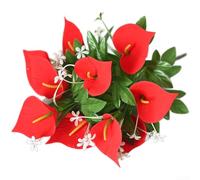 Velvet Touch - Calla artificiale, 9 cm, testa rossa | Materiale in seta morbida, trasparente per motivi a petali, consistenza liscia, lunghezza 45 cm, opzioni bianche o rosse
