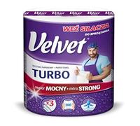 VELVET Turbo, rullo per asciugamani in cellulosa/per la casa/per la cucina/per il bagno/per l'ufficio/pulitura/3 strati/efficiente/assorbente/340 fogli/bianco