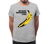 Velvet Underground And Nicko Banana T-Shirt Classica da Uomo con Girocollo Grigio Large