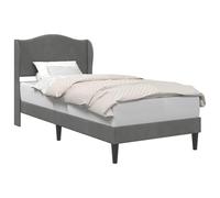 Velvet Upholstered Bed Frame Dark Grey 100x200cm with Headboard Modern Platform Bed for Small Bedrooms, Living Room Guest Room, No Box Spring Needed, Easy Assembly, 140kg Weight Capacity