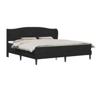 Velvet Upholstered Bed Frame with Headboard King Size 200x200 cm Black Plywood Construction, Modern Platform with Slatted Base, Storage Space Under Bed, Easy Assembly, for Bedroom Living Room
