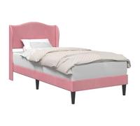 Velvet Upholstered Bed Frame with Headboard Pink 80 x 200 cm Modern Platform Bed for Small Bedrooms, Luxury Tufted Headboard, Slatted Support Base No Box Spring Needed, Assembly Bedroom Furniture