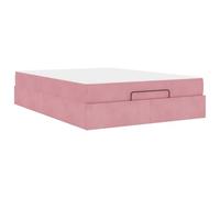 Velvet Upholstered Bed Frame with High Density Foam Mattress 2 Piece Set, Queen Size (160x200cm) Platform Bed with Storage Drawers, Modern Pink Tufted Headboard, Easy Sturdy Plywood Support