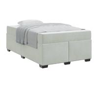 Velvet Upholstered Bed Frame with Mattress Grey 120x190cm, Engineered Wood Platform Bed with Slatted Base, Medium Firm Pocket Spring Mattress Set, Modern Rectangular Bedroom Couples Guest Room