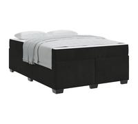 Velvet Upholstered Bed Frame with Mattress King Size 160 x 200 cm Black Fabric Sturdy Engineered Wood Base Box Spring Supportive Medium Firm Pocket Sprung Sleep Set Easy Clean Guest Bedroom Couples