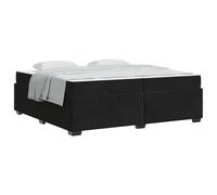 Velvet Upholstered Bed Frame with Mattress King Size 200x200 cm Black, Platform Bed with Engineered Wood Slatted Base, Medium Firm Pocket Spring Mattress for Couples Guest Room, Easy Assembly
