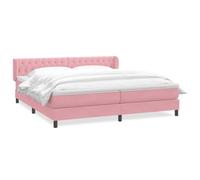 Velvet Upholstered Bed Frame with Pocket Sprung Mattresses 180x210 cm Pink - Spring Mattress Divan with Adjustable Headboard Luxury Bed with Breathable Slatted Base - Single or Double Relaxation