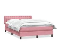 Velvet Upholstered Ottoman Bed Frame with Pocket Sprung Mattress Pink 140x220 cm, Adjustable Headboard, Breathable Slatted Base, Plush Mattress Topper, Relaxing Sleep Support for Bedroom Guest Room