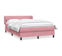 Velvet Upholstered Platform Bed Frame with Adjustable Headboard and Pocket Spring Mattress 160x220 cm, Pink Rollaway Guest Bed with Memory Foam Topper for Spare Room and Daily Includes Slatted Base