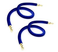 Velvet VIP Stanchion Rope Gold Plated Hooks,Barrier Rope Crowd Control, Queue Barrier Rope for Hotel Celebration, Bank, Court House(Blue,140cm/4.6ft)