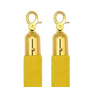 Velvet VIP Stanchion Rope Gold Plated Hooks,Barrier Rope Crowd Control, Queue Barrier Rope for Hotel Celebration, Bank, Court House(Yellow,170cm/5.6ft)