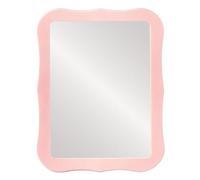 VelvetGlow Specchio Magnetico Ondulato per Armadietto 5'' X 7'', Piccolo Specchio da Trucco in Vetro Autentico con Retro Magnetico per Ufficio o Decorazione Armadio (Rosa Chiaro)