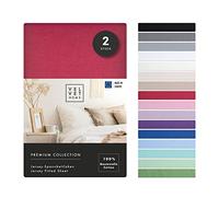 VelvetHome Premium Confezione da 2 Lenzuolo con Angoli Una Piazza e Mezza 120x200 cm 100% cotone di prima qualità 2pz Lenzuolo sotto con Angoli con elastico 120 x 200 Rosso Scuro