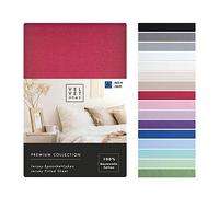 VelvetHome Premium Lenzuolo con Angoli Una Piazza e Mezza 140x200 cm Lenzuola 1 Piazza e Mezza Francese in 100% cotone con elastico di prima qualità Lenzuolo sotto con Angoli 140 x 200 Rosso Scuro