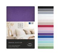 VelvetHome Premium Lenzuolo con Angoli Una Piazza e Mezza 140x200 cm Lenzuola 1 Piazza e Mezza Francese in 100% cotone con elastico di prima qualità Lenzuolo sotto con Angoli 140 x 200 Viola