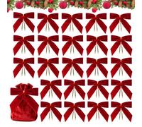 Velvets Christmas Bows - Piccoli Archi Di Natale In Velluto, Archi In Velluto Per Albero Di Natale | 24 Pezzi Di Velluto Rosso Decorativo Ornamento Vintage | Decorazioni Cravatta Per Il Matrimonio