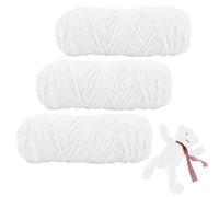 Velvety Baby Wool - Lana di ciniglia per uncinetto, 3 rotoli da 100 g, morbida lana di ciniglia per lavorare a maglia e crocheting (bianco)