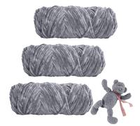 Velvety Baby Wool, lana di ciniglia per uncinetto, 3 rotoli di lana per bambini da 100 g, morbida lana di ciniglia, per maglieria e crocheting (grigio)