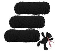 Velvety Baby Wool, lana di ciniglia per uncinetto, 3 rotoli di lana per bambini da 100 g, morbida lana di ciniglia, per maglieria e crocheting (nero)
