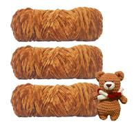 Velvety Baby Wool, lana di ciniglia per uncinetto, 3 rotoli di lana per bambini da 100 g, morbida lana di ciniglia, per maglieria e crocheting (marrone)