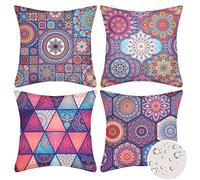Velvhom Set di 4 Copricuscini Divano Federe Cuscini Divano 50x50 Impermeabili Moderni Decorative Geometriche Etniche Estate Mandala Boho Geometria Astratta Fodera Cuscino per Soggiorno Giardino Sedie