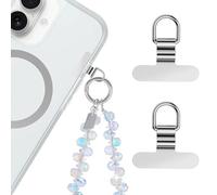 Velvoria 2 Pezzi Mini Supporto per Telefono in Metallo - Patch di Laccio Universale in Acciaio Inossidabile per Telefono, Cinturini a Tracolla e Tutte Le custodie (Argento + Argento)