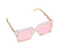 Velvoria Quadratische Sonnenbrille, Regalo di compleanno per festeggiato, occhiali da sole con perle dolci, regali di compleanno per decorazioni festa di compleanno rosa